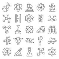 Chemistry lab icon set, outline style vector