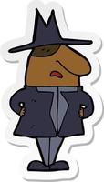 sticker of a cartoon man in coat and hat vector