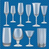 Drinking glass mockup set, realistic style vector