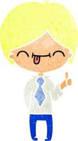 retro cartoon of boy with thumb up vector