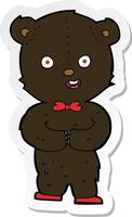 sticker of a cartoon teddy black bear vector