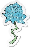 pegatina retro angustiada de una flor de dibujos animados vector