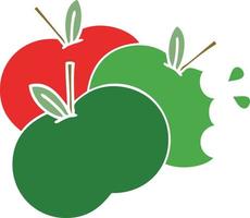 flat color retro cartoon apples vector