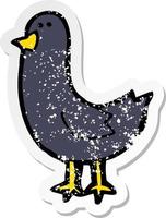 retro distressed sticker of a cartoon bird vector