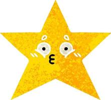 estrella de oro de dibujos animados de estilo de ilustración retro vector