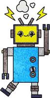 retro grunge texture cartoon robot vector