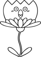 line drawing cartoon flower vector