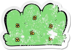 distressed sticker of a cartoon hedge vector