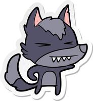 sticker of a angry wolf cartoon vector