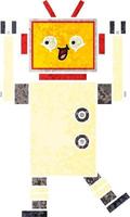 retro illustration style cartoon robot vector