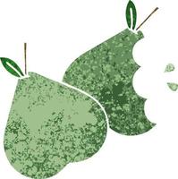 retro illustration style cartoon green pear vector