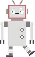 flat color retro cartoon robot vector