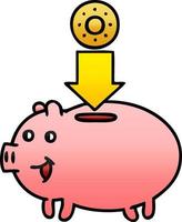 gradient shaded cartoon piggy bank vector