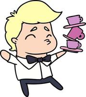 cartoon of a kawaii cute waiter vector