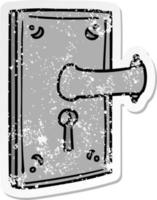 distressed sticker cartoon doodle of a door handle vector