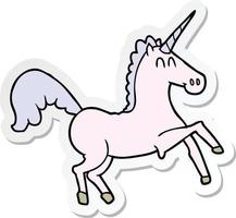 sticker of a cartoon unicorn vector