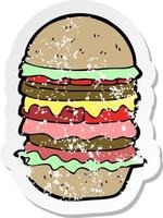 retro distressed sticker of a cartoon amazing burger vector