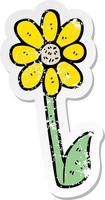 retro distressed sticker of a cartoon flower vector