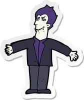 sticker of a cartoon vampire man with open arms vector