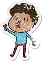 distressed sticker of a cartoon man singing vector