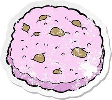 retro distressed sticker of a pink cookie cartoon vector