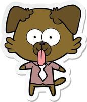 sticker of a cartoon dog with tongue sticking out vector