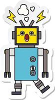 sticker of a cute cartoon robot vector