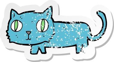 retro distressed sticker of a cartoon cat vector