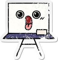 distressed sticker of a cute cartoon white board vector