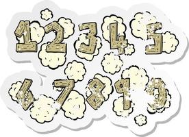 retro distressed sticker of a wooden numbers cartoon vector