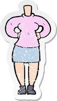 retro distressed sticker of a cartoon female body vector