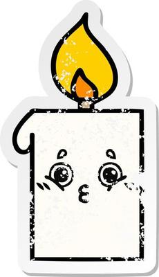 distressed sticker of a cute cartoon lit candle