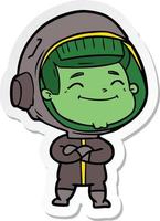 sticker of a happy cartoon astronaut vector