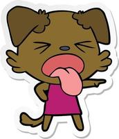 sticker of a cartoon disgusted dog vector