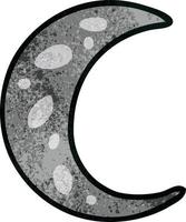 textured cartoon doodle of a crescent moon vector