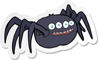sticker of a cartoon spooky spider vector