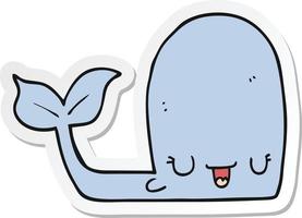 sticker of a cartoon happy whale vector