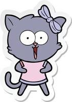 sticker of a cartoon cat vector