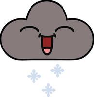 cute cartoon storm snow cloud vector