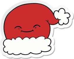 sticker of a cartoon christmas santa hat vector