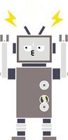 flat color retro cartoon robot vector