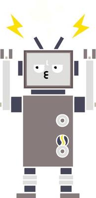 flat color retro cartoon robot