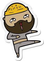 sticker of a cartoon happy bearded man vector