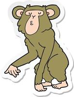 sticker of a cartoon chimpanzee vector