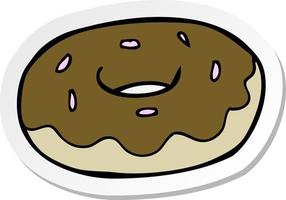 sticker of a cartoon donut vector