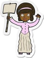 sticker of a cartoon vicorian woman protesting vector