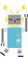 robot de mal funcionamiento de dibujos animados retro de color plano vector