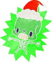 christmas retro cartoon of kawaii skeleton vector