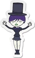 sticker of a cartoon halloween vampire girl vector