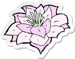 retro distressed sticker of a cartoon flower vector